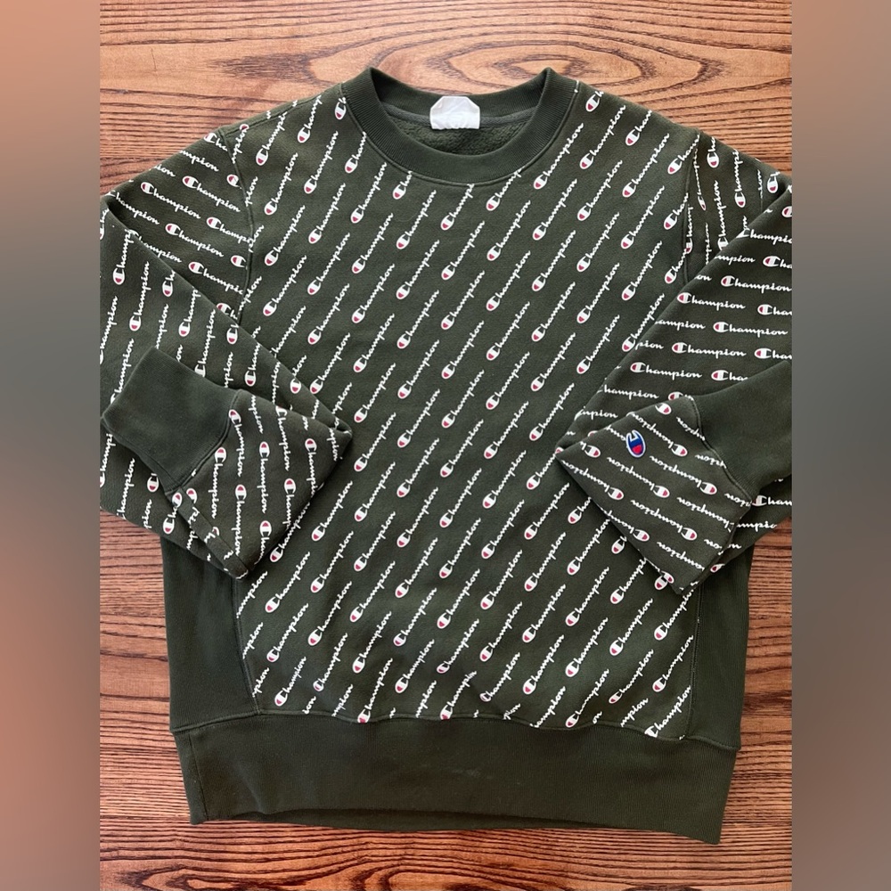 Champion Reverse Weave Script‎ All Over Print Crewneck Sweatshirt